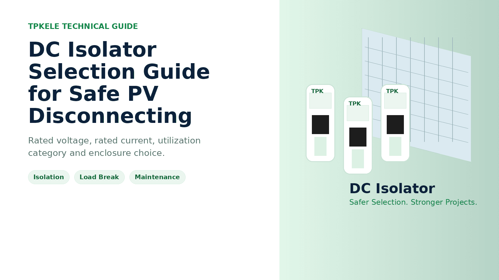 DC Isolator Selection Guide for Safe PV Disconnecting